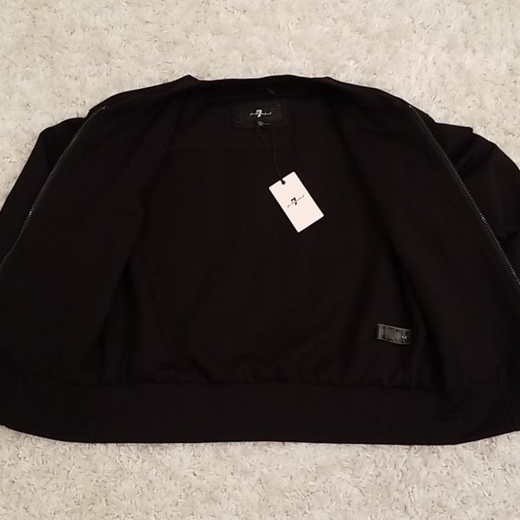 7 For All Mankind 7FAM Black Lace Bomber Jacket - Picture 8 of 11